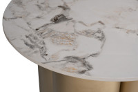 Стол журнальный круглый керамогранит белый