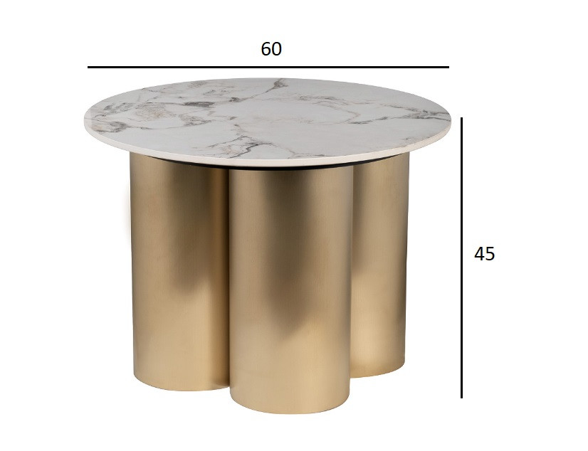 Стол журнальный круглый керамогранит белый