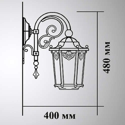 Настенный фонарь уличный Ретро 35-001-ЧЗ Кузнечное дело