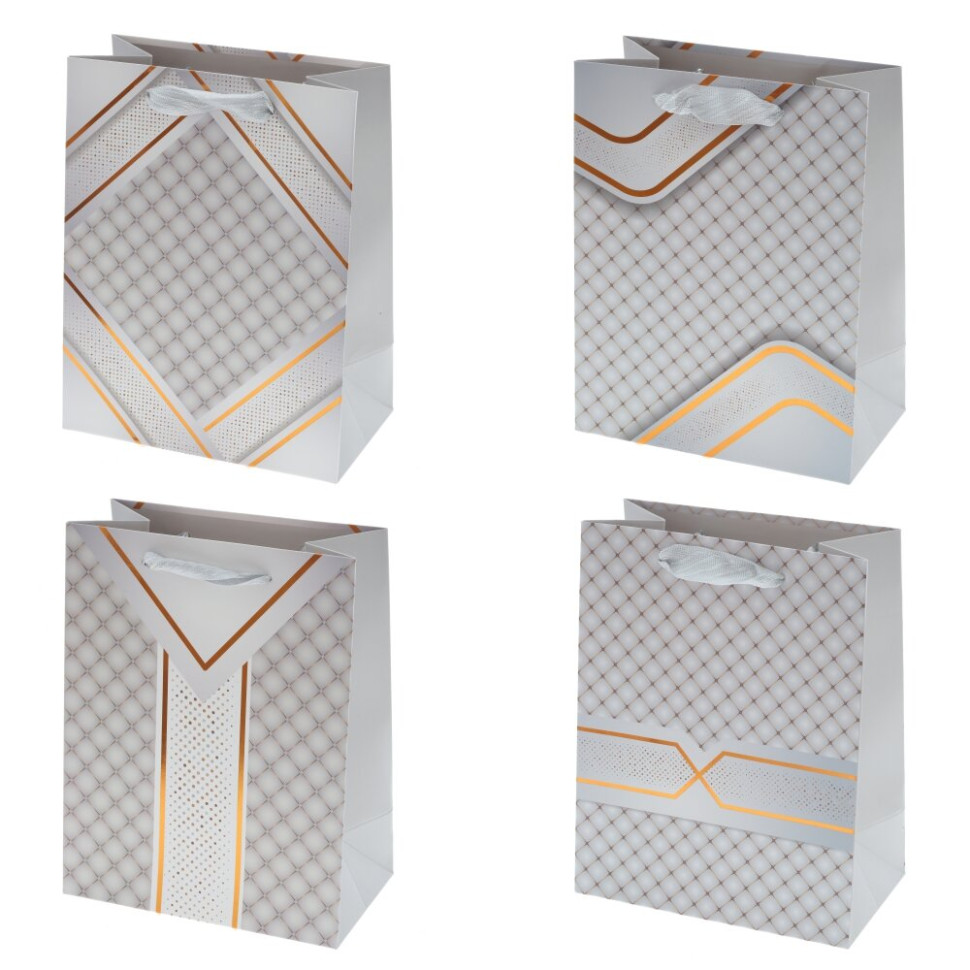 Пакет подарочный S (бумага 230г/м2, блок микс 12шт), L18 W8 H23 см, 4в.