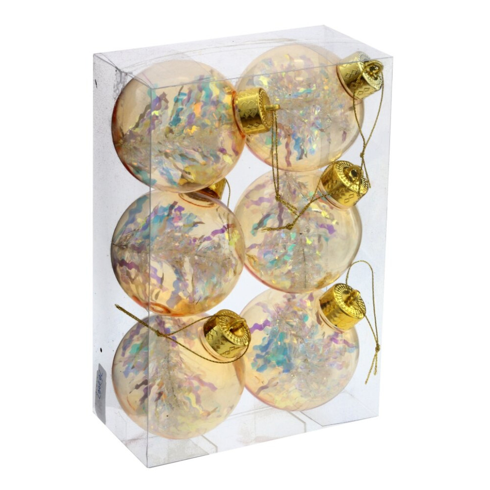 Набор из 6шт Украшение новогоднее "Шар", D 8 см, L23,5 W8 H15,5 см