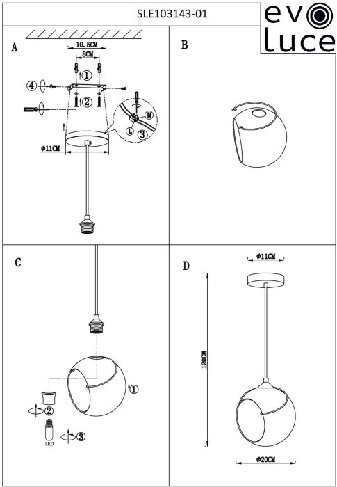 Подвесной светильник Satturo SLE103143-01 Evoluce