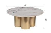 Стол журнальный круглый керамогранит белый