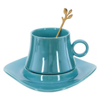 Кружка с блюдцем и ложкой, 200 мл, L16 W15,5 H8,5 см