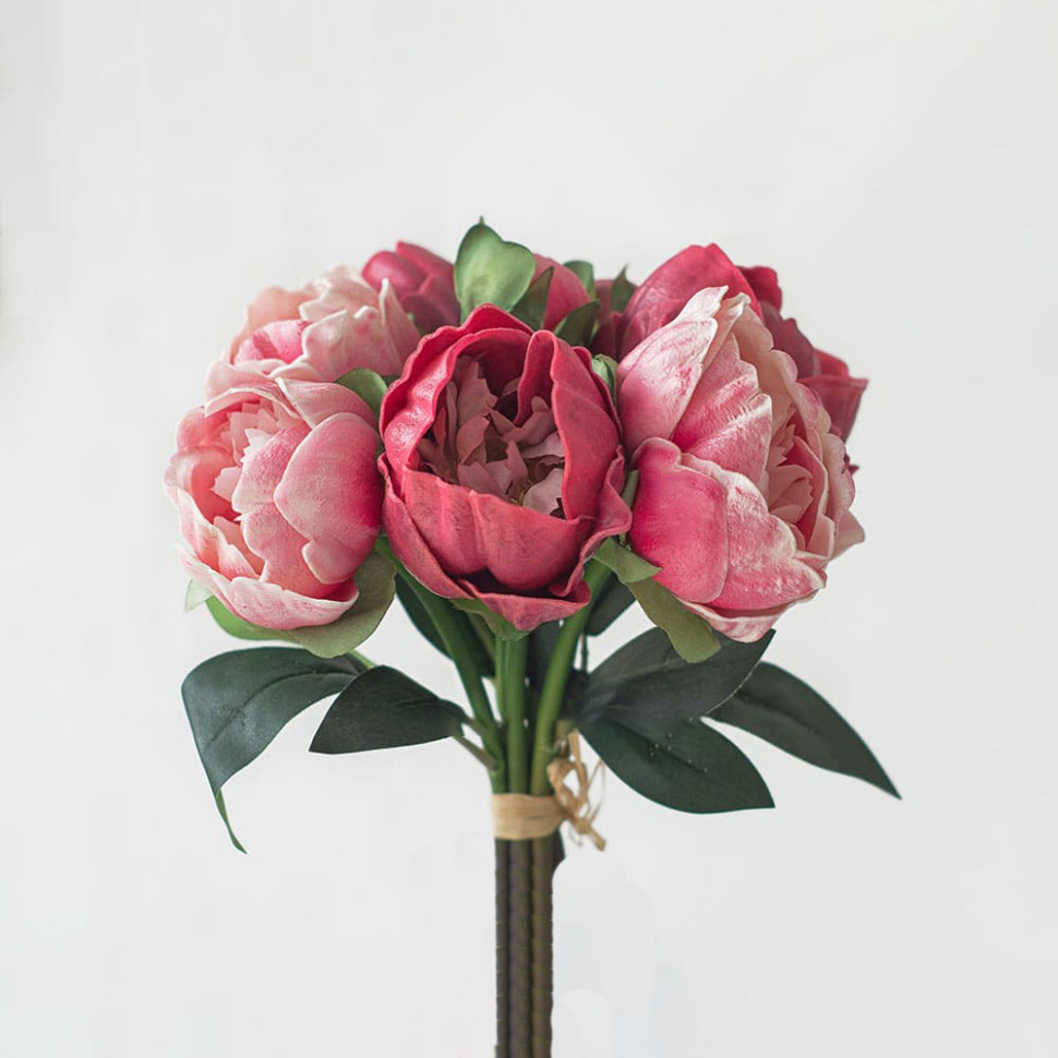 Пион букет, 8 шт., 26см. (бордово-розовый)