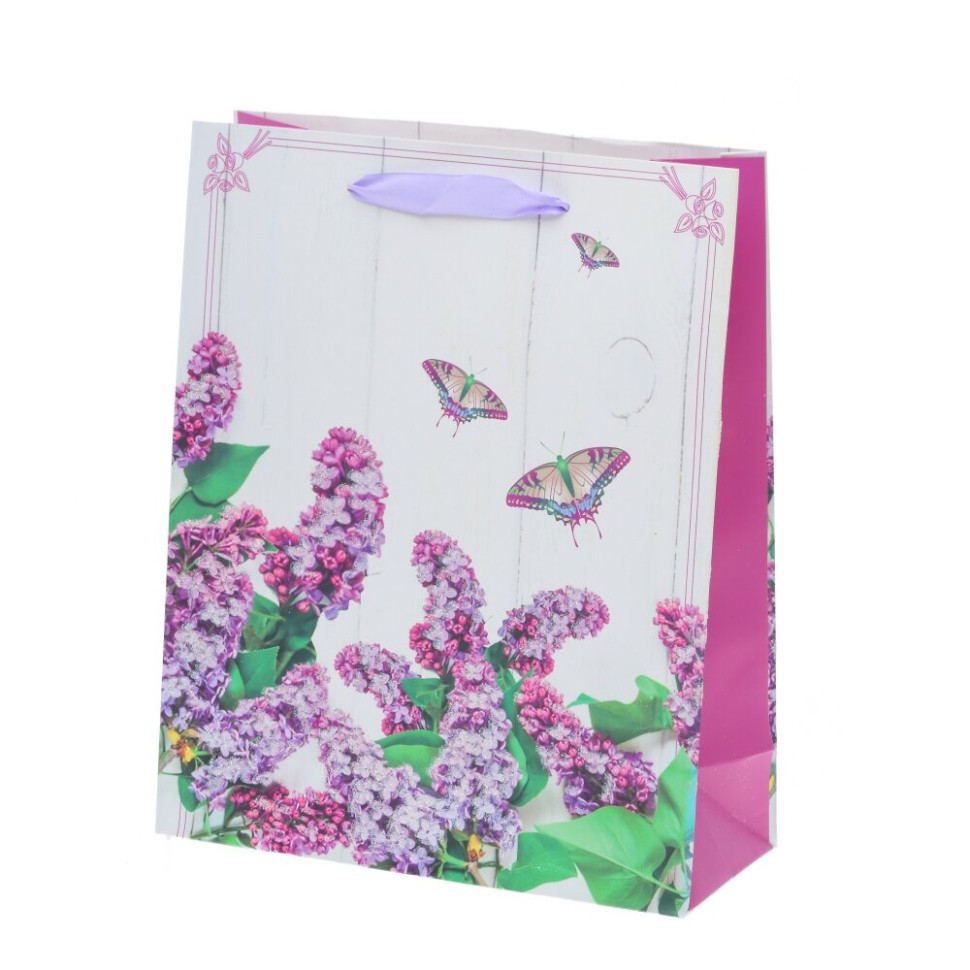 Пакет подарочный M (бумага 210г/м2, блок микс12шт), L26 W10 H32 см, 4в.