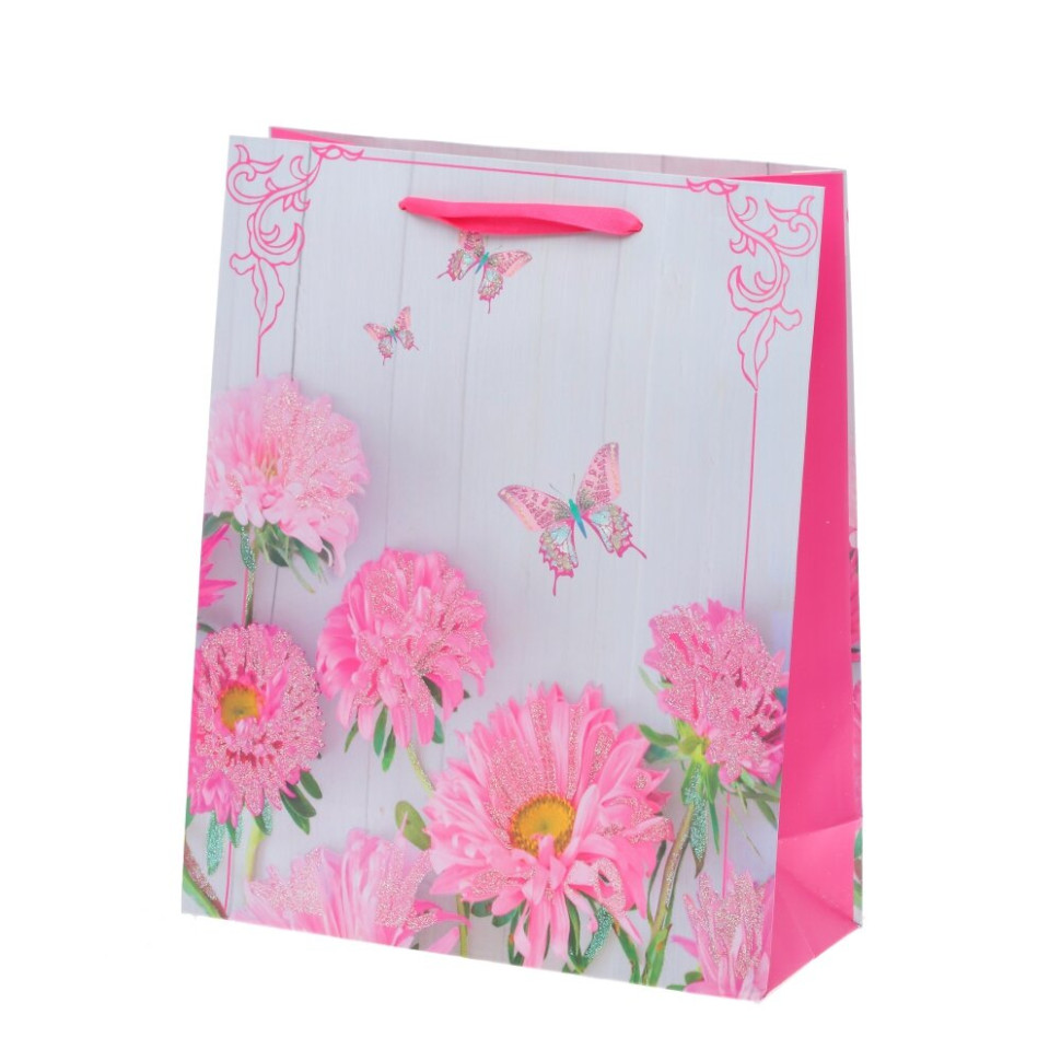 Пакет подарочный M (бумага 210г/м2, блок микс12шт), L26 W10 H32 см, 4в.