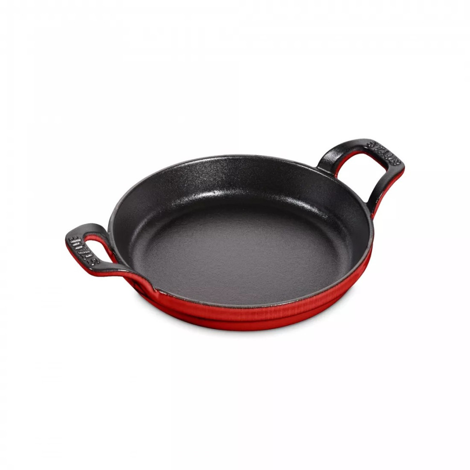 Сковорода круглая, 16 см, с двумя ручками, вишневая