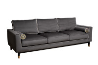Диван Madrid Memory трехместный велюровый серый с кантом Диван Madrid Memory трехместный велюровый серый с кантом