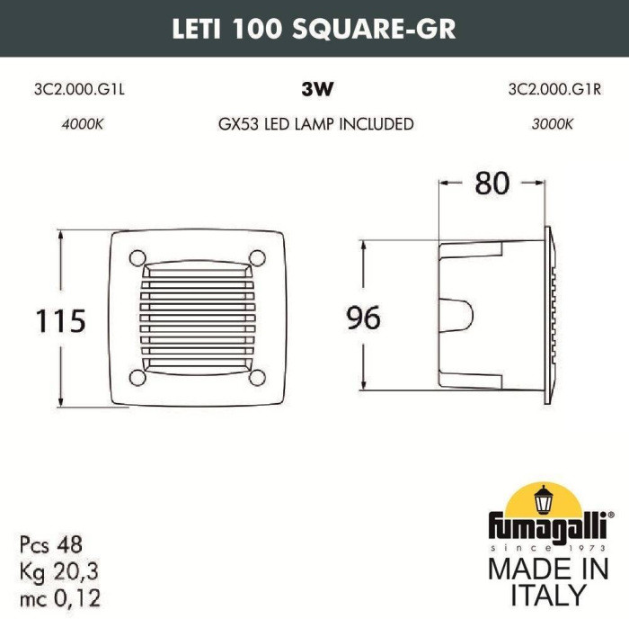 Подсветка для лестниц и ступеней Leti 3C2.000.000.WYG1L Fumagalli