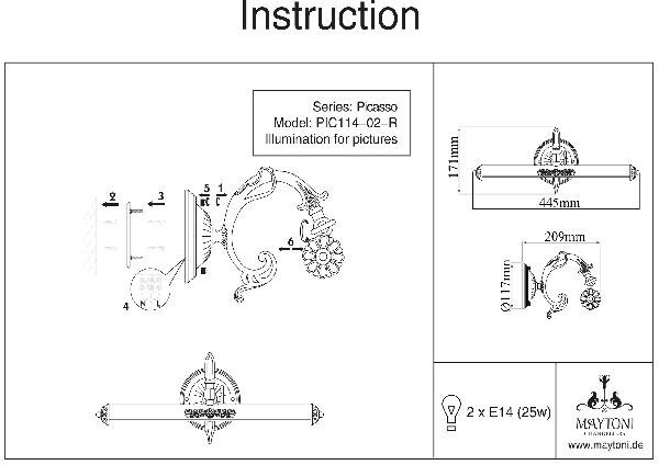 Подсветка для картин Picasso PIC114-02-R Maytoni