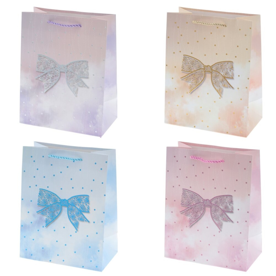 Пакет подарочный S (бумага 210г/м2, блок микс 12шт), L18 W10 H23 см, 4в.