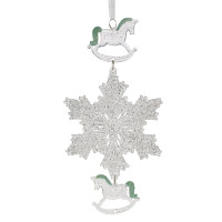 Украшение новогоднеe подвеска"Снежинка с лошадками", L11,5 W0,5 H24 см,