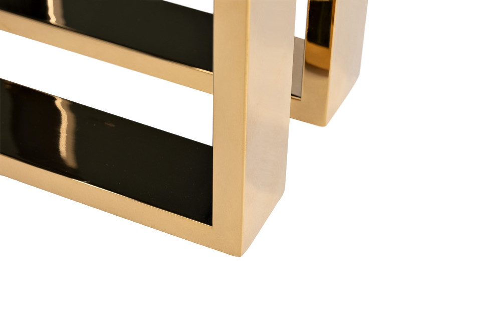 Столик журнальный черное стекло/хром/золото