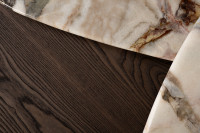 Стол журнальный мраморный/темный шпон