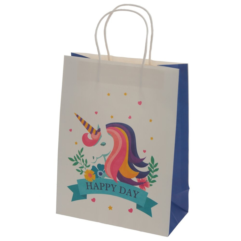 Пакет подарочный M (бумага 120г/м2, блок 12шт), L21,5 W10 H28 см, 3в.