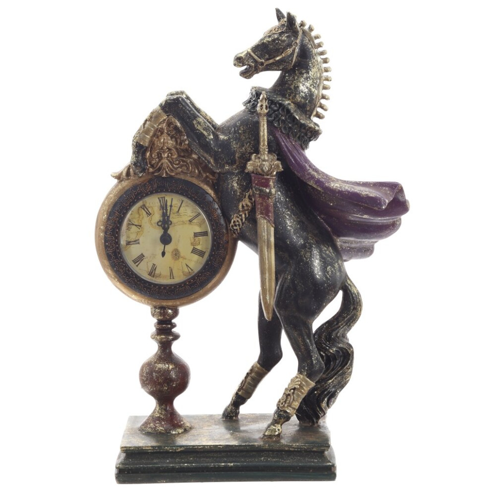 Фигурка декоративная "Лошадь" с часами  D7см, (AAx1 н/п), L24 W9,5 H34,5 см