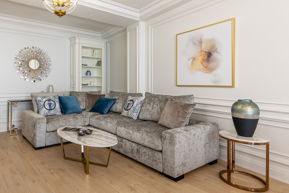 Стол журнальный круглый (искусственный мрамор), 40,6 см