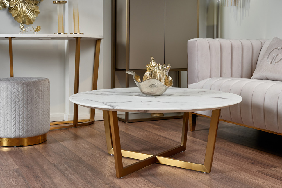 Стол журнальный круглый (искусственный мрамор), 40,6 см