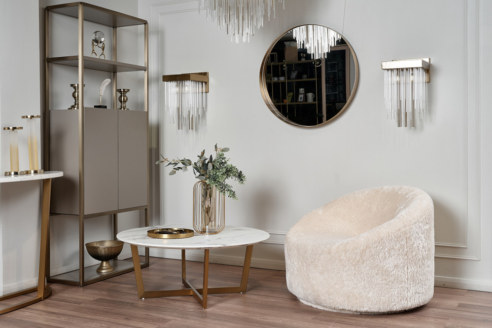 Стол журнальный круглый (искусственный мрамор), 40,6 см