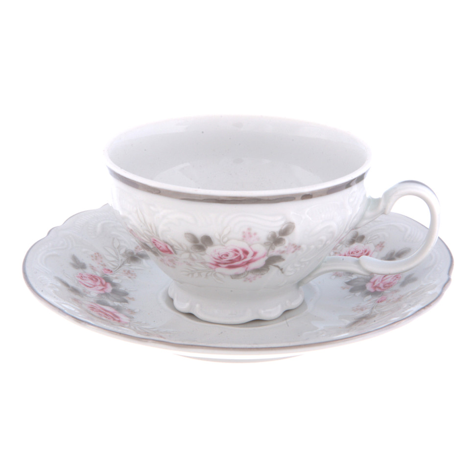 Набор для чая 205мл на 6перс.12пред."Роза серая платина 5396021" Bernadotte