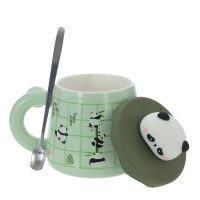 Кружка с крышкой и ложкой, 420 мл, L14 W10 H12,5 см