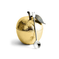 Банка для меда с ложкой Michael Aram "Apple", 11 см, золото