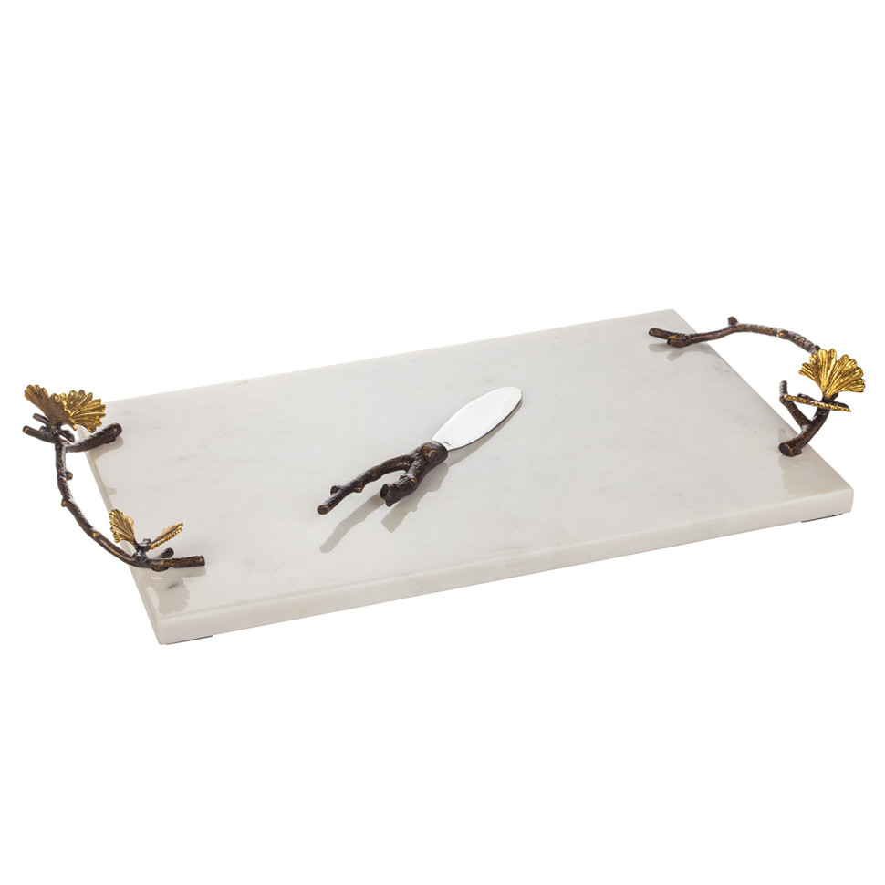 Доска для сыра с ножом Michael Aram "Butterfly Ginkgo", 47х25 см, мрамор