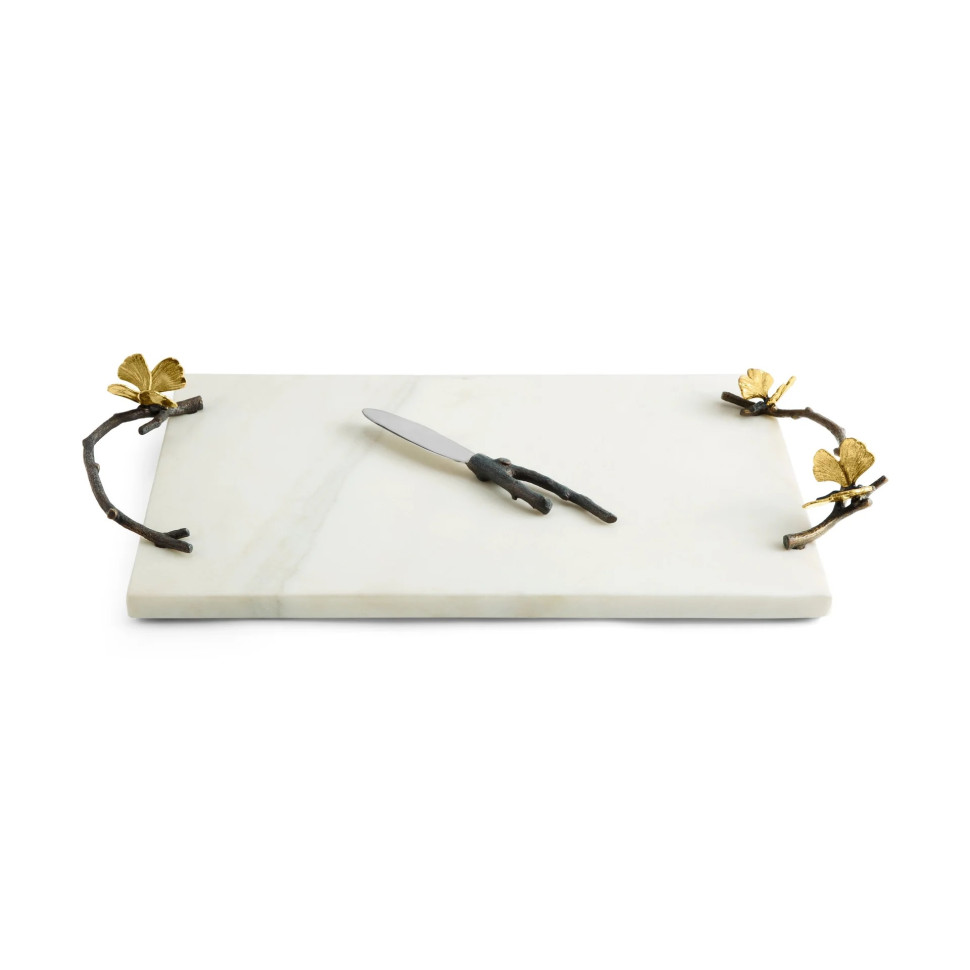 Доска для сыра с ножом Michael Aram "Butterfly Ginkgo", 47х25 см, мрамор