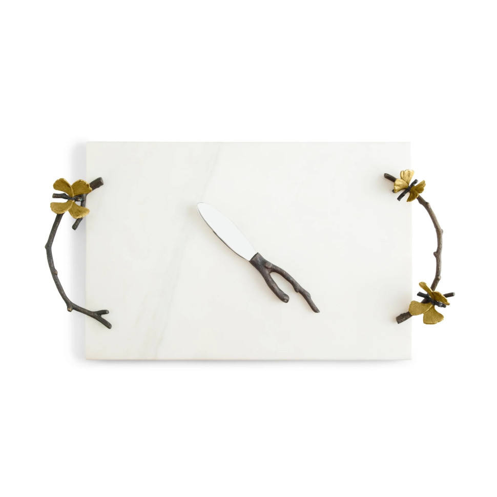 Доска для сыра с ножом Michael Aram "Butterfly Ginkgo", 47х25 см, мрамор