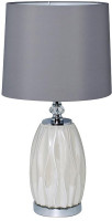 Лампа настольная из белого стекла (серый абажур)