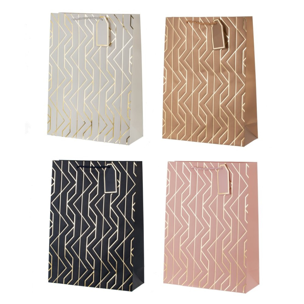 Пакет подарочный L (бумага 210г/м2, блок 12шт), L31 W12 H42 см, 5в.