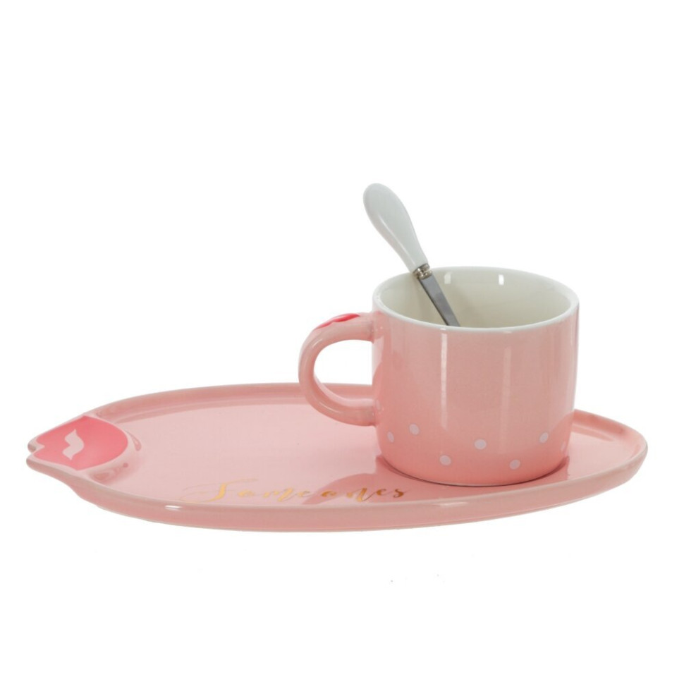 Кружка с блюдцем и ложкой, 200 мл, L25 W14 H8 см