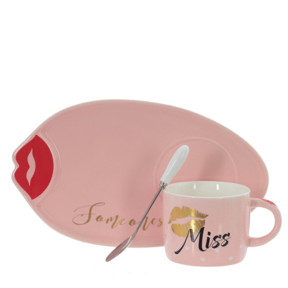 Кружка с блюдцем и ложкой, 200 мл, L25 W14 H8 см