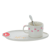 Кружка с блюдцем и ложкой, 200 мл, L25 W14 H8 см