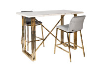 Стул барный велюровый серый