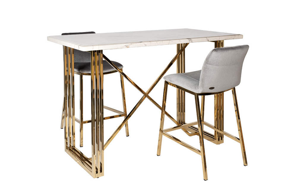 Стул барный велюровый серый