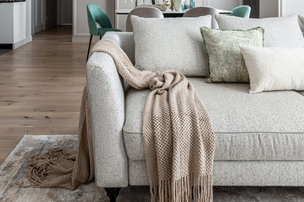 Диван Sorrento 230М трехместный раскладной светло-бежевый с кантом