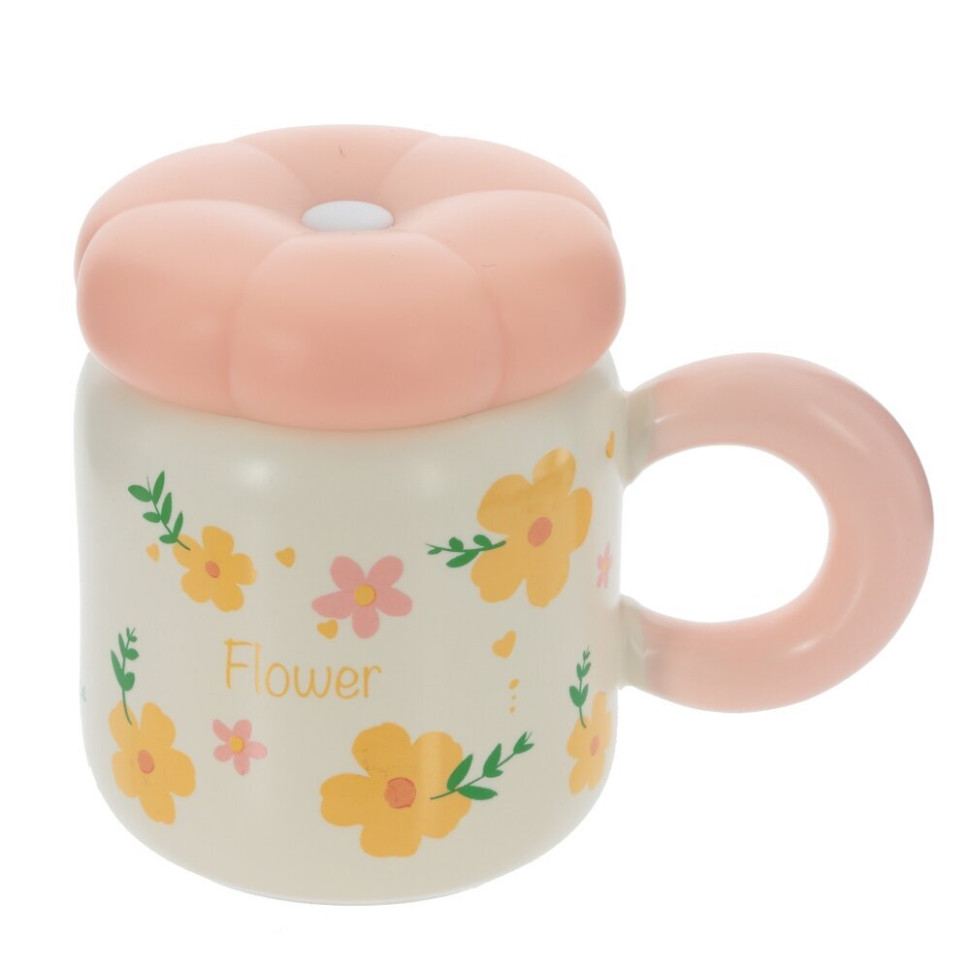 Кружка с крышкой, 400 мл, L13,5 W9 H11 см