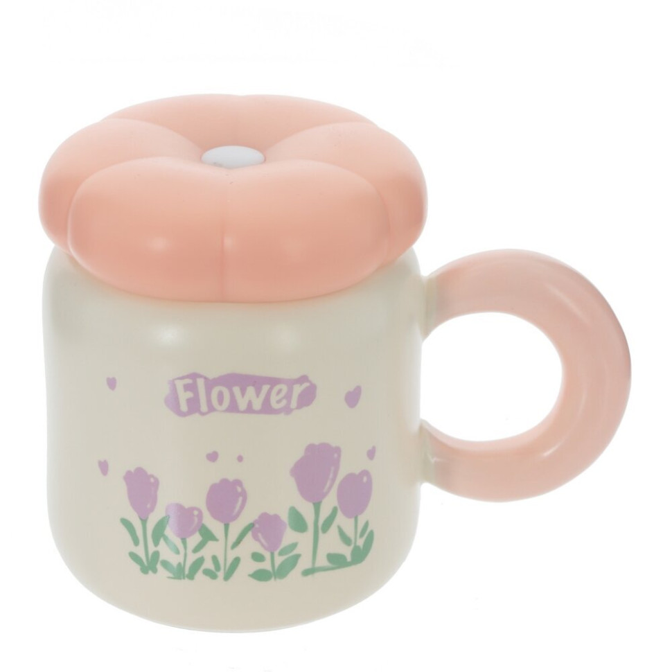 Кружка с крышкой, 400 мл, L13,5 W9 H11 см