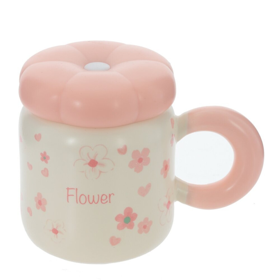 Кружка с крышкой, 400 мл, L13,5 W9 H11 см