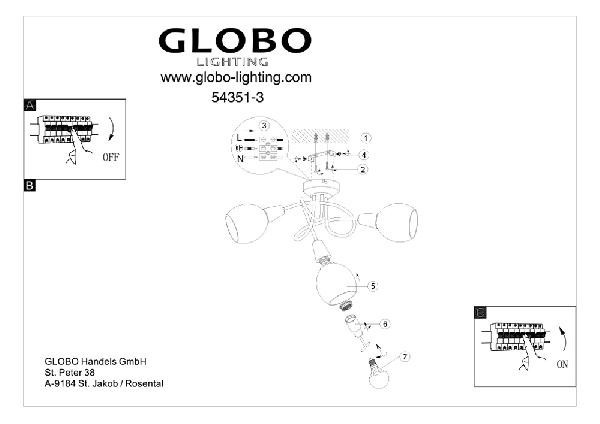 Потолочная люстра Elliott 54351-3 Globo
