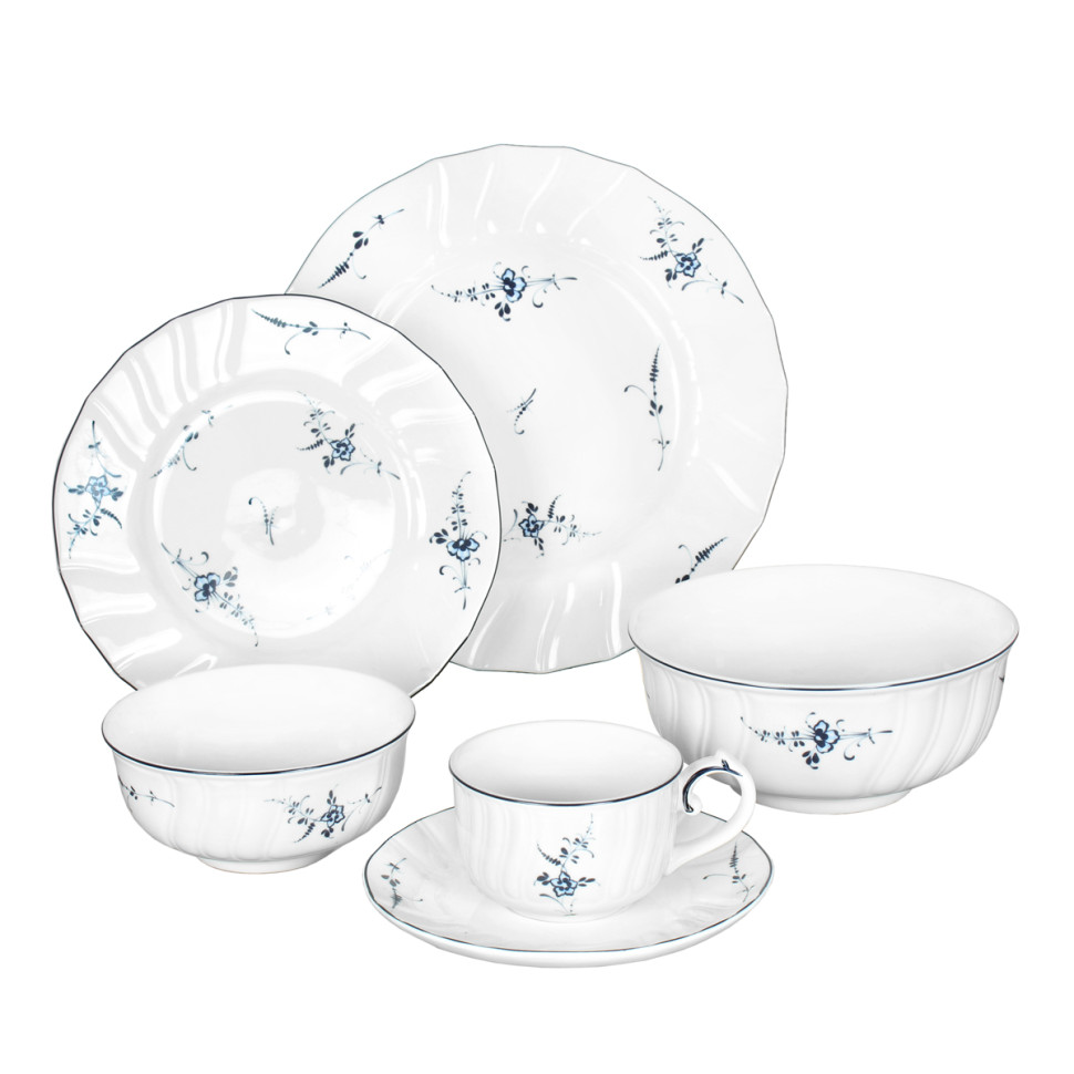 Столово-чайный сервиз на 6перс.36пред."Синий узор"