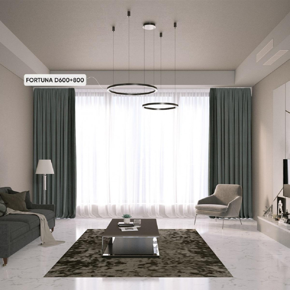 Подвесная люстра Crystal Lux FORTUNA SP123W LED D600+800 BLACK