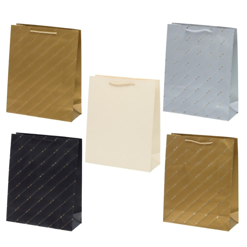 Пакет подарочный M (бумага 210г/м2, блок микс12шт), L26 W10 H32 см, 5в.