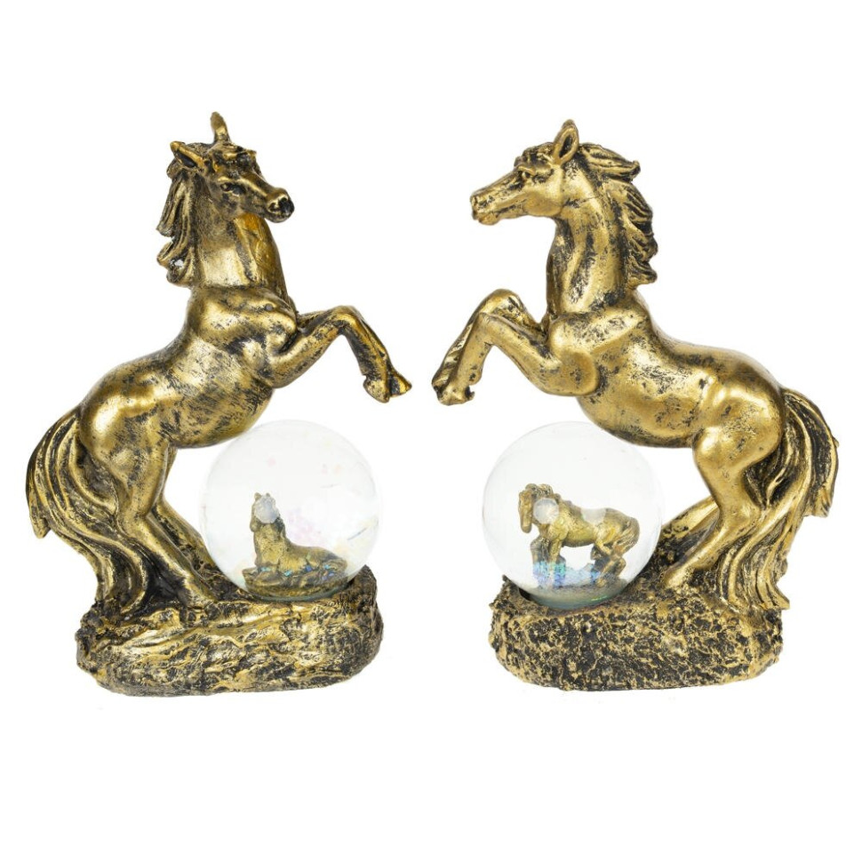 Фигурка декор в стекл шаре "Лошадь", L10 W5 H14 см, 2в.