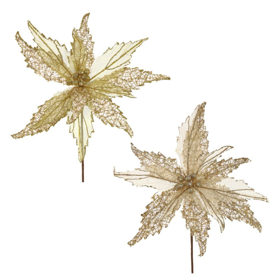 Цветок искусственный "Пуансеттия", L36 W32 H44 см