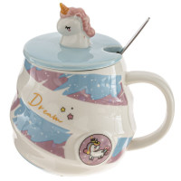 Кружка с крышкой и ложкой, 480 мл, L7,5 W7,5 H9 см