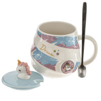 Кружка с крышкой и ложкой, 480 мл, L7,5 W7,5 H9 см