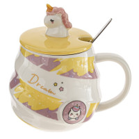 Кружка с крышкой и ложкой, 480 мл, L7,5 W7,5 H9 см